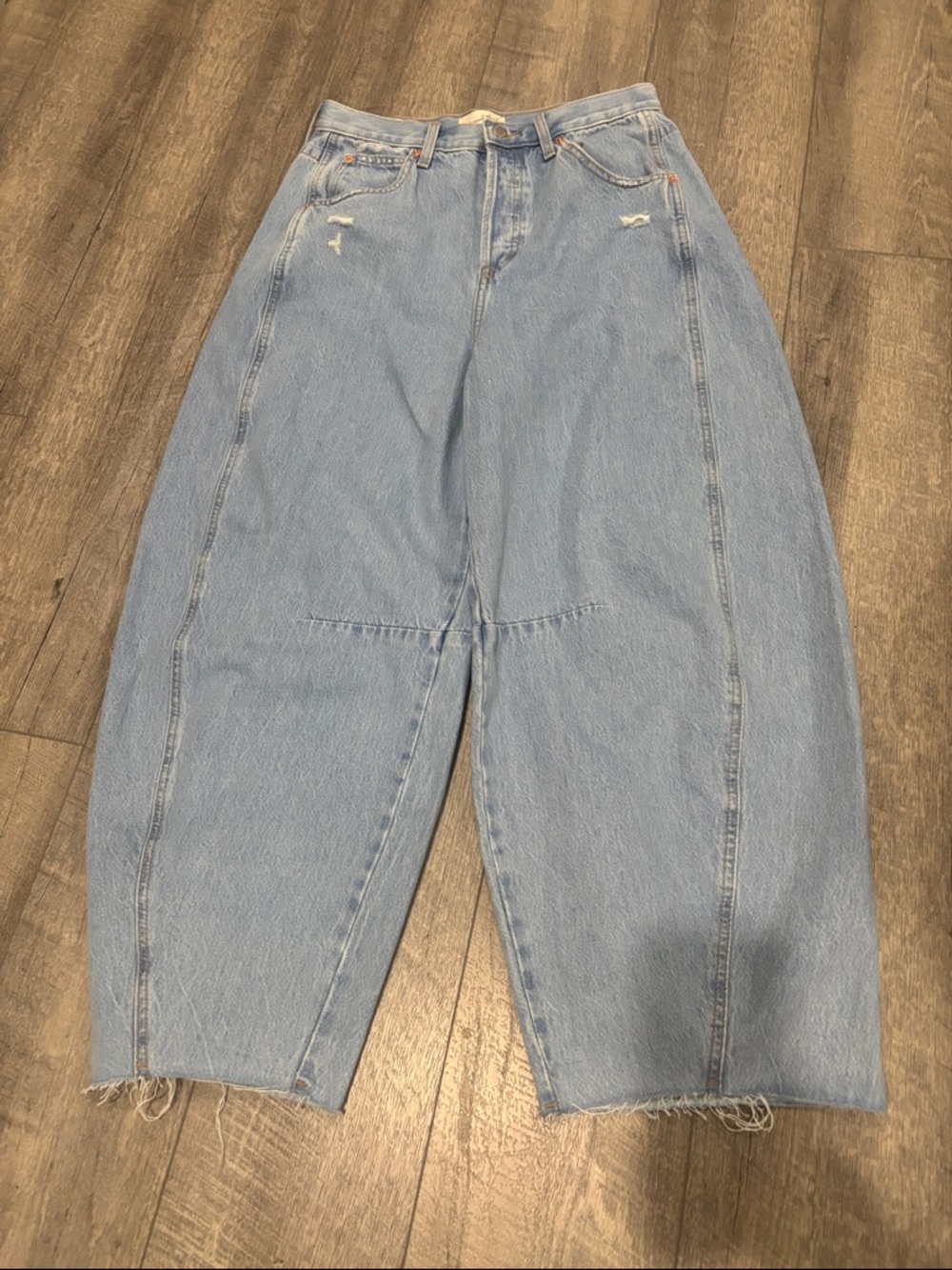 Light Blue Women's Jeans - Relaxed Wide Legg barrel